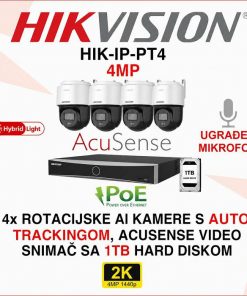 HIKVISION 4MP IP POE SET SA 4 PT AUTO TRACKING KAMERE HIK-IP-PT4