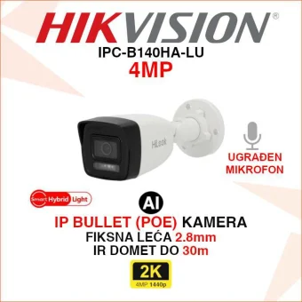HIKVISION 4MP SMART HYBRID LIGHT AI IP POE KAMERA IPC-B140HA-LU