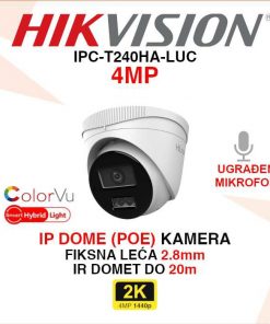 HIKVISION 4MP SMART HYBRID LIGHT DOME IP KAMERA IPC-T240HA-LUC