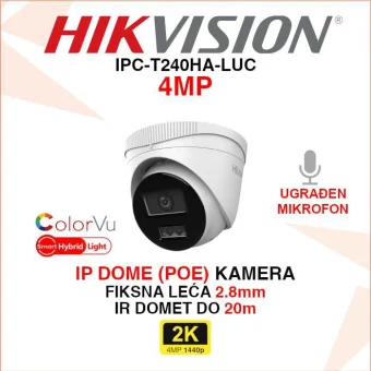 HIKVISION 4MP SMART HYBRID LIGHT DOME IP KAMERA IPC-T240HA-LUC