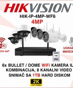 HIKVISION 4MP WIFI SET ZA VIDEO NADZOR SA 6 KAMERA HIK-IP-4MP-WF6