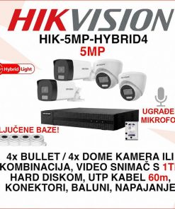 HIKVISION 5MP SMART HYBRID SET SA 4 KAMERE I OPREMOM HIK-5MP-HYBRID4