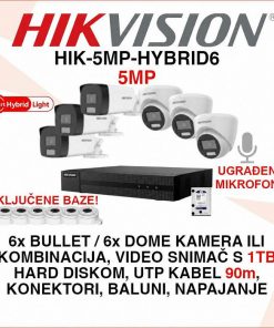 HIKVISION 5MP SMART HYBRID SET SA 6 KAMERA I OPREMOM HIK-5MP-HYBRID6