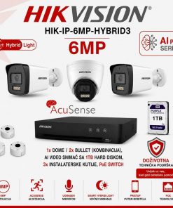 Hikvision 6MP IP komplet s 3 kamere - AI PRO serija