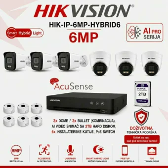 Hikvision 6MP IP komplet sa 6 kamera - AI PRO serija