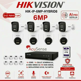 Hikvision 6MP IP komplet sa 8 kamera - AI PRO serija