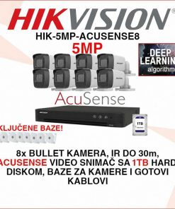 HIKVISION ACUSENSE 5MP SET SA 8 KAMERA I OPREMOM HIK-5MP-ACUSENSE8