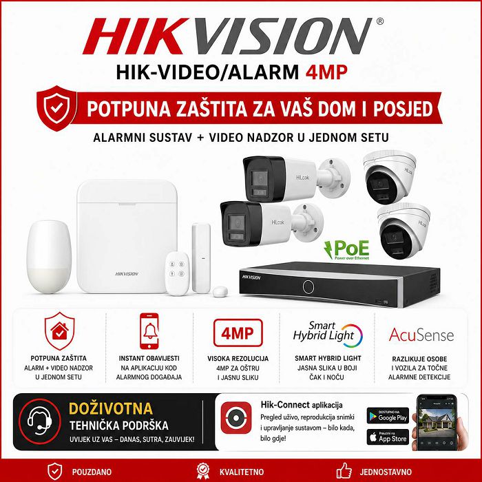 HIKVISION BEŽIČNI ALARM I VIDEO NADZOR SET HIK-VIDEO/ALARM 4MP