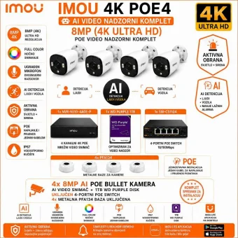 Imou 4K AI IP PoE komplet s 4 kamere - Best Buy