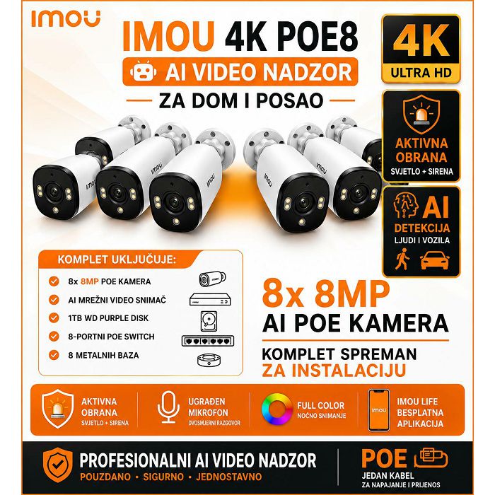Imou 4K AI IP PoE komplet s 8 kamera - Best Buy