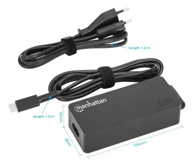 Manhattan punjač za laptop 65W USB-C