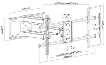 Manhattan TV nosač zidni 37"-90" do 75kg