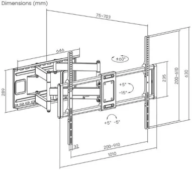 Manhattan TV nosač zidni 60"-120" do 120kg
