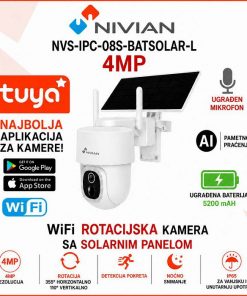 NIVIAN 4MP SOLARNA ROTACIJSKA AI WIFI KAMERA NVS-IPC-08S-BATSOLAR-L