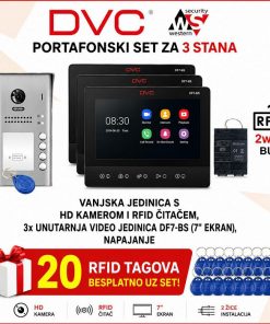 DVC VIDEO PORTAFON SET ZA 3 STANA SA 7" EKRANOM PORTAFON-VIDEO3-SET2