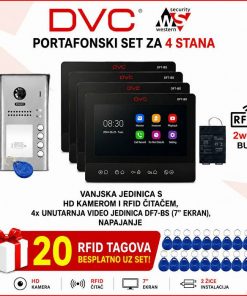 DVC VIDEO PORTAFON SET ZA 4 STANA SA 7" EKRANOM PORTAFON-VIDEO4-SET2