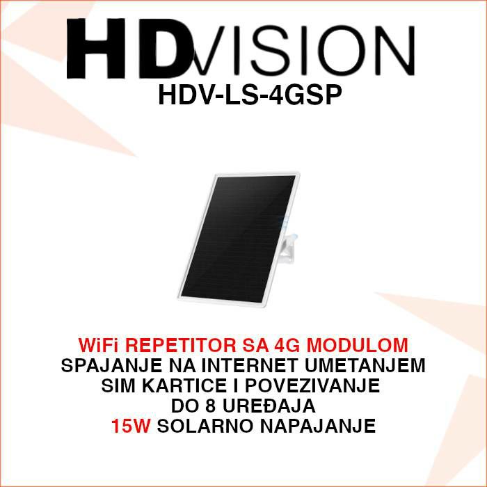 4G SOLARNI RUTER SA PANELOM I PRIHVATOM 8 KAMERA HDV-LS-4GSP
