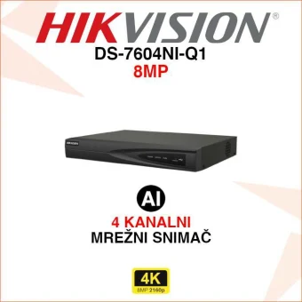 HIKVISION 4 KANALNI 4K MREŽNI VIDEO SNIMAČ DS-7604NI-Q1