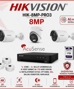 Hikvision 4K HD CCTV komplet s 3 kamere - AI PRO serija