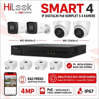 HIKVISION 4MP IP PoE komplet s 4 kamere, snimačem i HDD-om 500 GB
