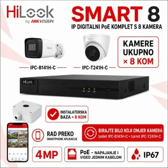 HIKVISION 4MP IP PoE komplet s 8 kamera, snimačem i HDD-om 1TB