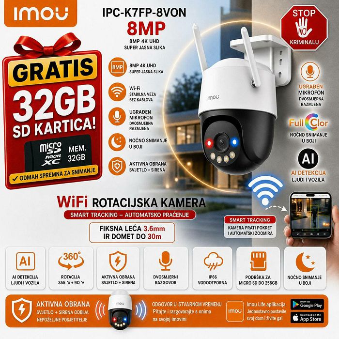 IPC-K7FP-8V0N IMOU CRUISER SC 4K BEŽIČNA WIFI ROTACIJSKA KAMERA