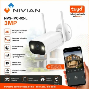NIVIAN BEŽIČNA TUYA SMART KAMERA 3MP REZOLUCIJE NVS-IPC-02-L