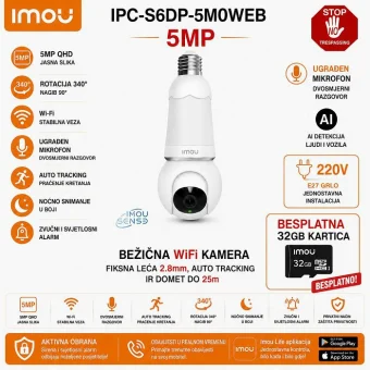 IPC-S6DP-5M0WEB IMOU ROTACIJSKA WIFI KAMERA 5MP S AI FUNKCIJAMAi 32GB KARTICOM