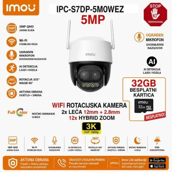 IPC-S7DP-5M0WEZ IMOU CRUISER Z WIFI 3K ROTACIJSKA AI KAMERA S 2 LEĆE