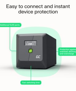 Green Cell UPS (UPSLP700) 1000VA/700W, Pure sine wave, Line Interactive AVR, PowerProof with LCD