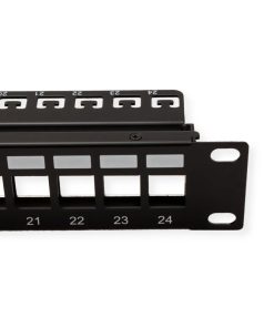 Roline 24-portni Patch Panel (prazni) 19" Keystone STP Cat.5/6/6a/Class E, crni