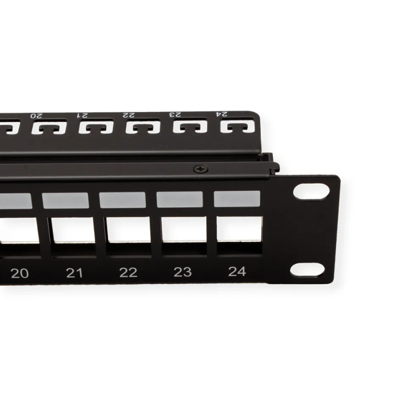 Roline 24-portni Patch Panel (prazni) 19" Keystone STP Cat.5/6/6a/Class E, crni