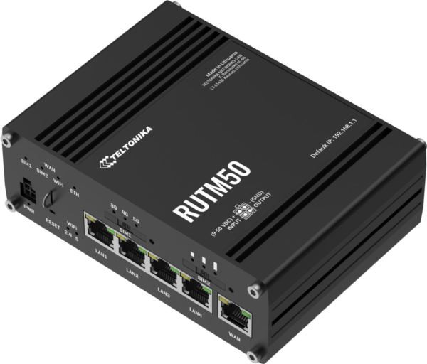 Teltonika RUTM50 Industrial 5G Wi-Fi Router, GPS