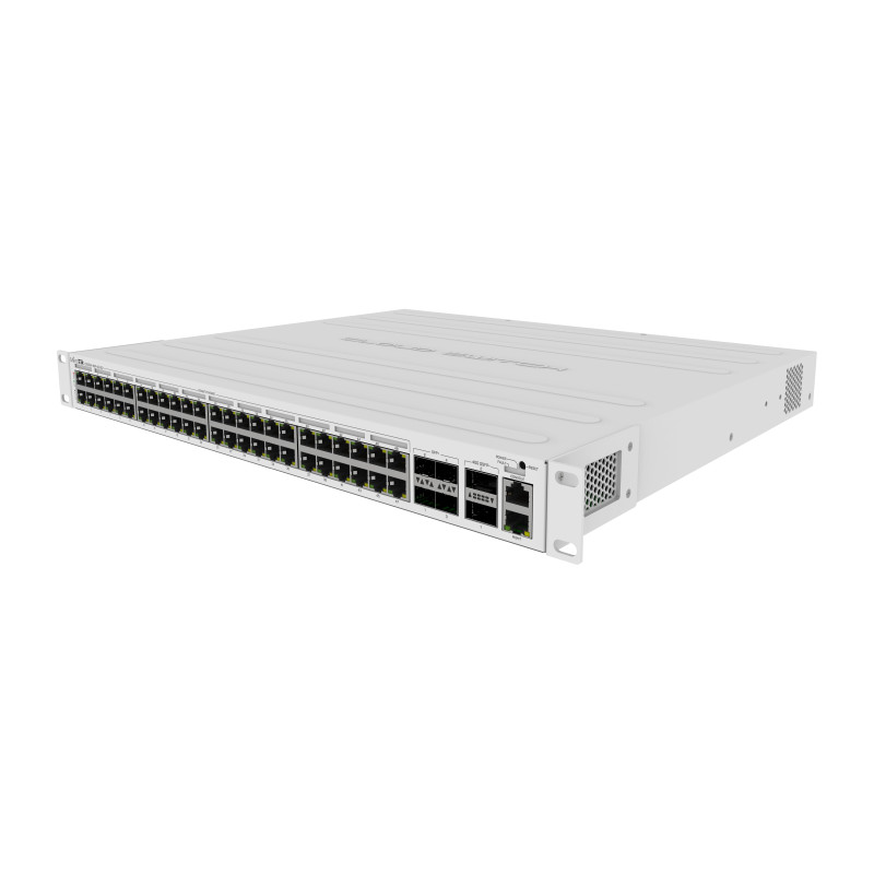 Mikrotik Cloud Router Switch CRS354-48P-4S+2Q+RM, 48xG-LAN (svi PoE-out), 4x10G SFP+, 2x40G QSFP+ cages, RouterOS L5, 1U rackmount, 750W PSU