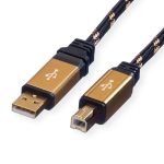 Roline GOLD USB2.0 kabel TIP A/B M/M, 3.0m, crno/zlatni