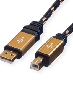 Roline GOLD USB2.0 kabel TIP A/B M/M, 3.0m, crno/zlatni