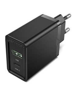 Vention 2-Port USB (A C) Wall Charger (18W 20W) EU-Plug, Black