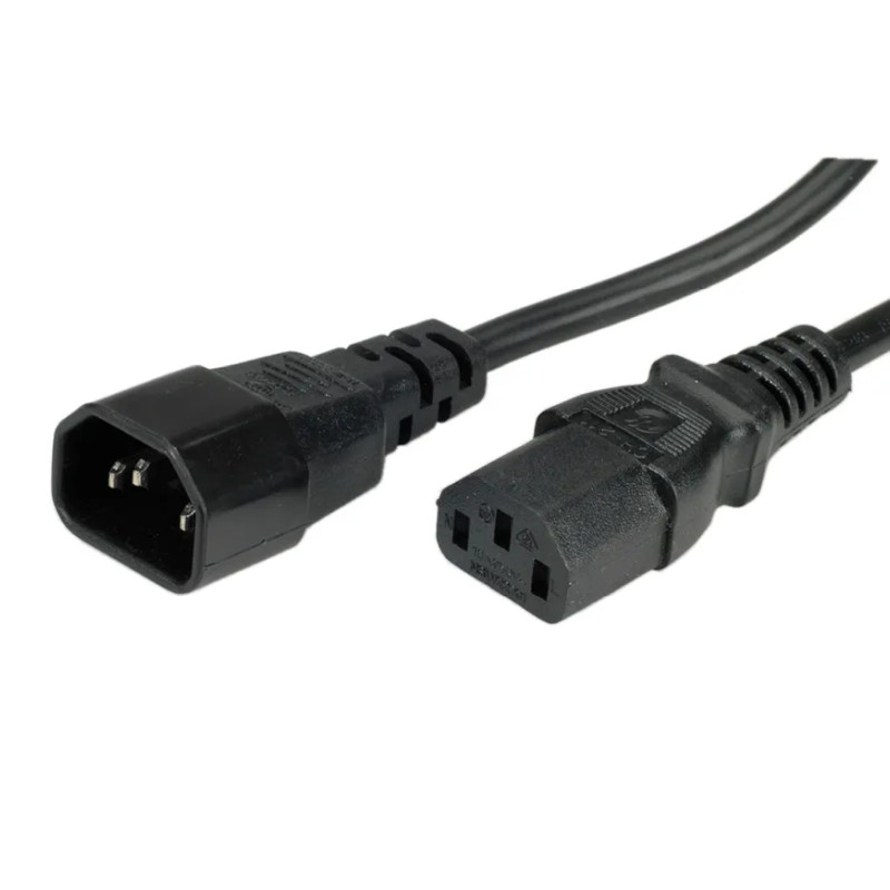 Roline naponski kabel PC-Monitor, IEC320 C14-C13 10A, M/F, 3.0m, crni