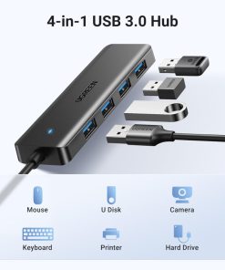 UGREEN 4-portni USB-A HUB 4xUSB-A 3.0, sivi