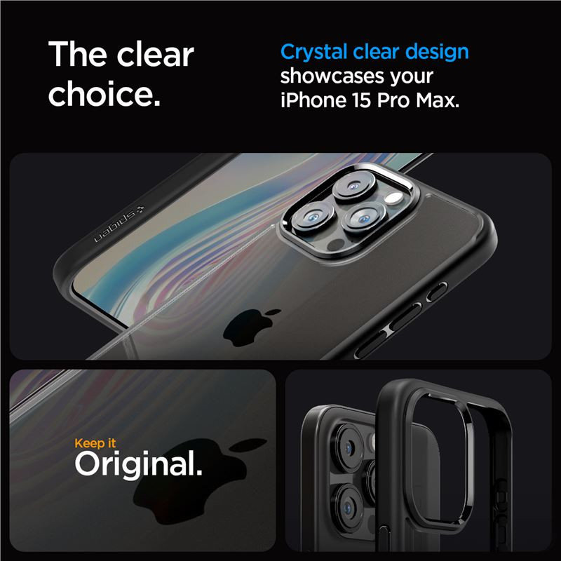 Spigen Crystal Hybrid, matte black - iPhone 15 Pro Max (ACS06449)
