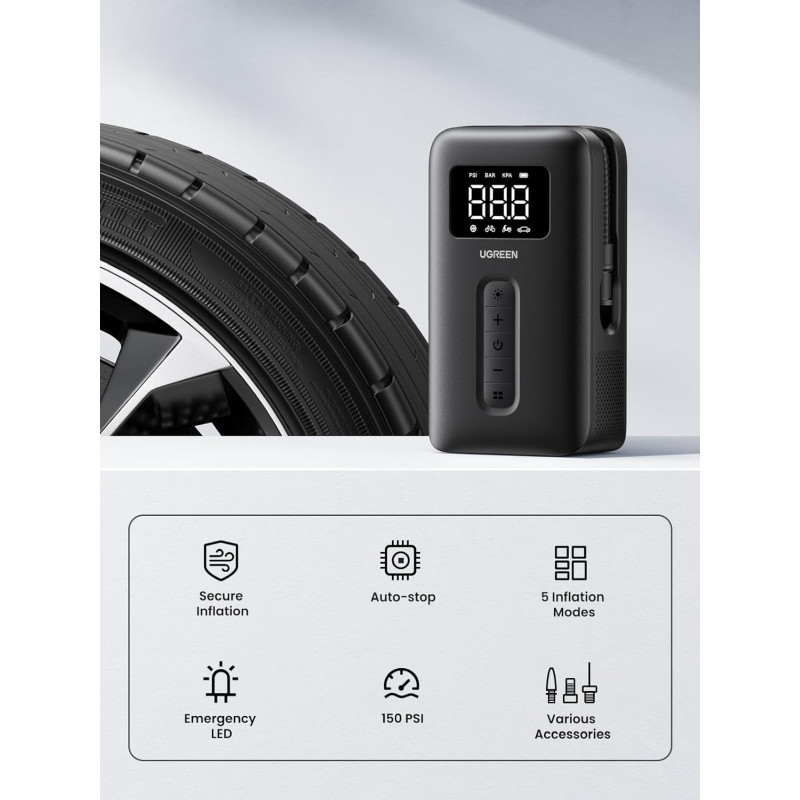 UGREEN CD259 električna zračna pumpa, 2×2500mAh