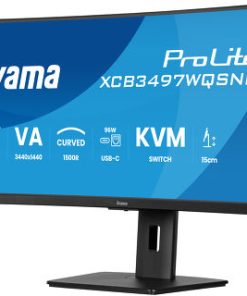 IIYAMA 34" XCB3497WQSNP-B1 UWQHD (3440×1440) zakrivljeni VA, 21:9, 350cd/m2, 3000:1, 2×HDMI/DP, USB-C Dock, RJ45, KVM switch, HAS