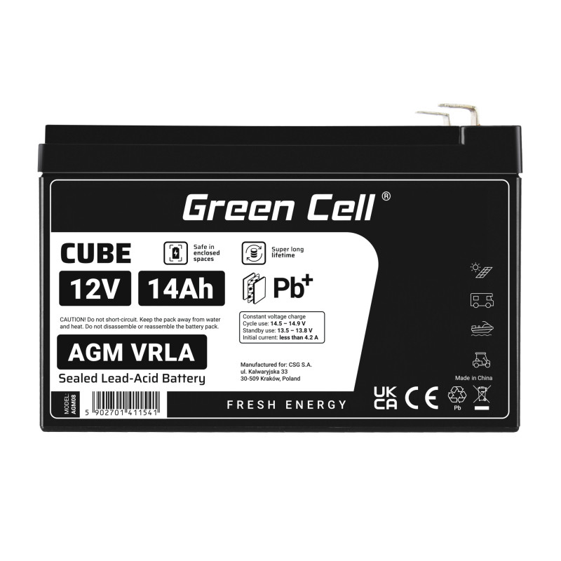 Green Cell (AGM08) baterija AGM 12V/14Ah