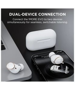 1MORE EVO BT5.2 bežične slušalice s mikrofonom, ANC, LDAC, aptX, IPX4, Sound ID App, 28h, bijele