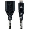 Gembird Premium cotton braided 8-pin cable charging and data cable, 1m, black white