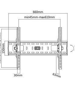 Roline VALUE zidni nosač za TV 32"-70", podesivi nagib, nosivost 75kg, crni