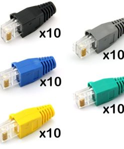 NaviaTec CAT5e shielded RJ45 plug for round cable incl strain relief plug black 10pc