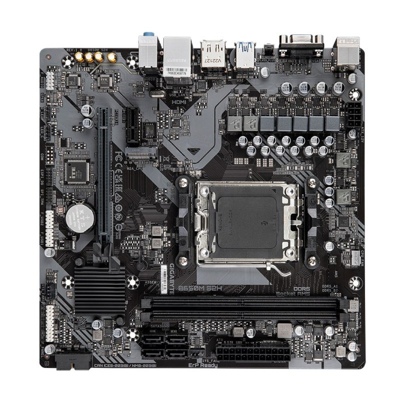 Gigabyte B650M S2H, S.AM5, 2×DDR5/ 6400 MHz(OC), PCIe 4.0, D-SUB/HDMI/DP, mATX