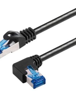 Transmedia Cat6A SFTP Patch Cable, RJ45 plug angled left, 2m