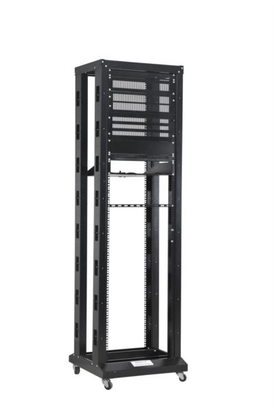 NaviaTec 19" 4 Post Open Frame Rack, 42U Black